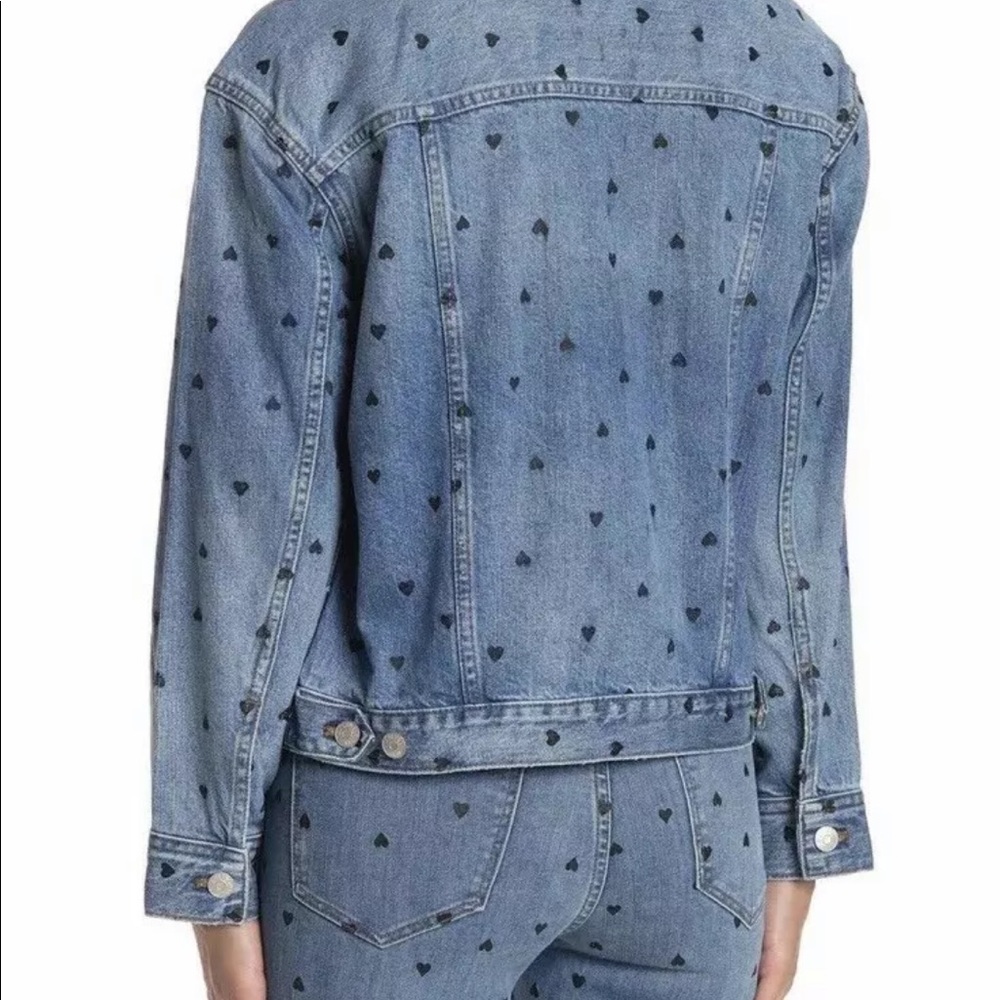 New.! Madewell Heart ❤️ Print Boxy Denim Jacket M - Picture 2 of 5